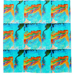 rainbow-haired mermaids floating