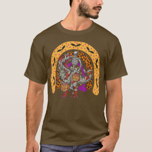 Rainbow Halloween Skeleton Riding Mummy Dinosaur T T-Shirt