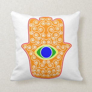 Rainbow Hamsa-Hand of Miriam-Hand of Fatima.png Throw Pillow