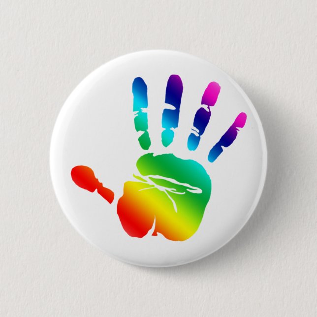Rainbow hand 2 inch round button (Front)