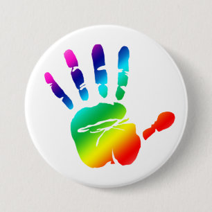 Rainbow hand 3 inch round button