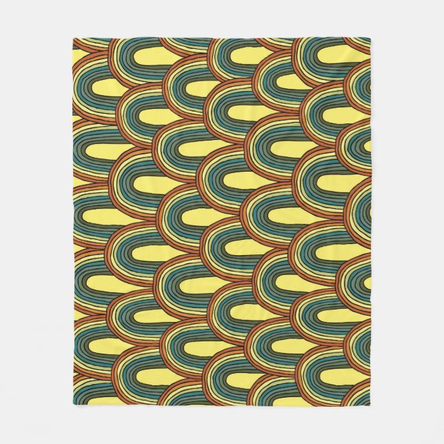 Rainbow Hand-Drawn: Vintage Seamless Charm. Fleece Blanket (Front)