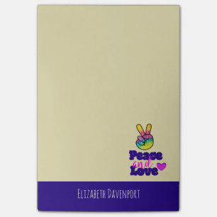Rainbow Hand Peace Sign Peace and Love Typography Post-it Notes