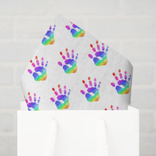 Rainbow Handprint Pattern Kids Colourful Fun Tissue Paper
