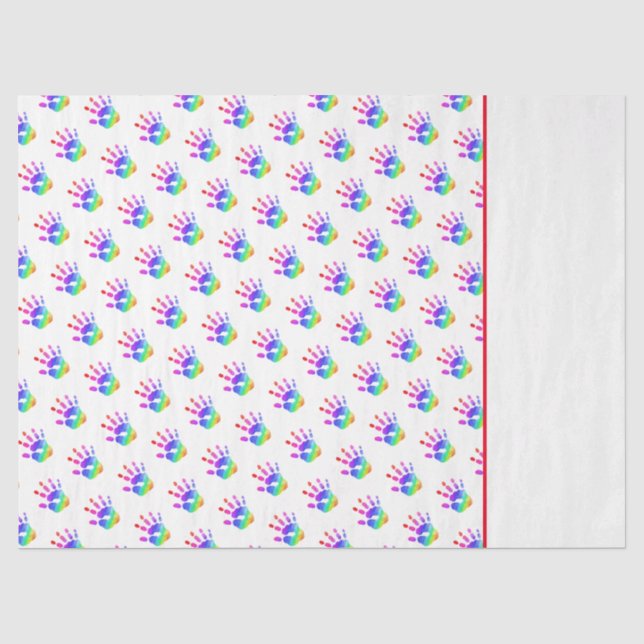 Rainbow Handprints Kids Two Tone Colourful Fun Tissue Paper (Front)