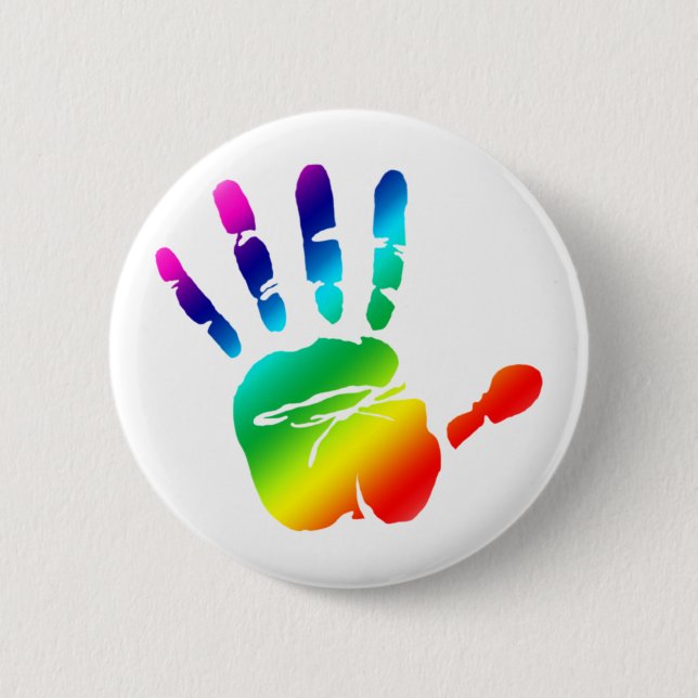 Rainbow hands 2 inch round button (Front)