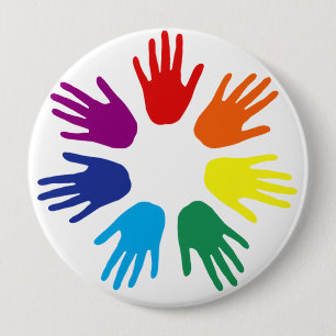 Rainbow hands 4 inch round button