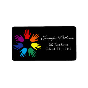Rainbow hands label