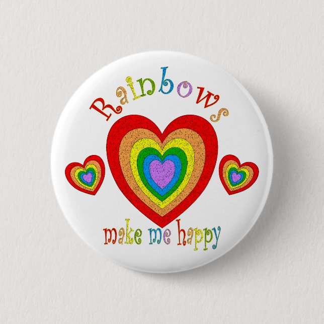 Rainbow Happiness 2 Inch Round Button (Front)