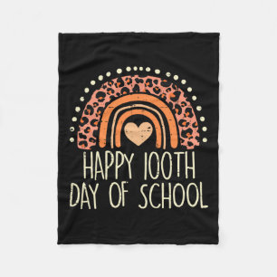 Rainbow Happy 100th Day School Cute 100 Days Teach Fleece Blanket