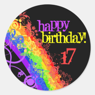 Rainbow happy 17th birthday sticker