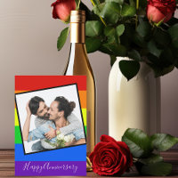 Rainbow Happy Anniversary Gay Couple Photo Custom