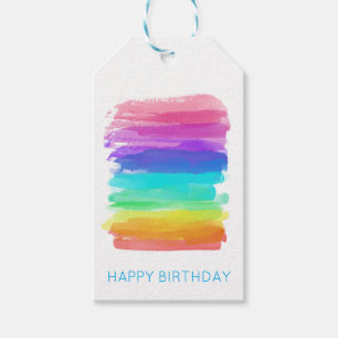 Rainbow HAPPY BIRTHDAY Artisan Watercolors Gift Tags
