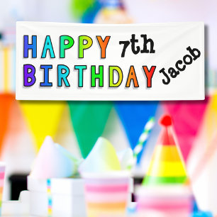 Rainbow Happy Birthday Personalized Party Banner