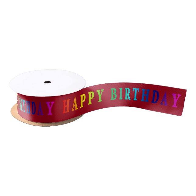 Rainbow Happy birthday Satin Ribbon (Spool)