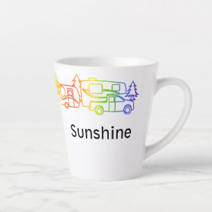 Rainbow Happy Campers Personalized Latte Mug
