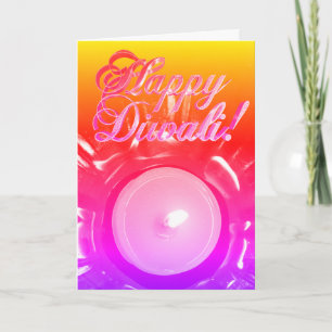 Rainbow Happy Diwali Colourful Candlelight Card