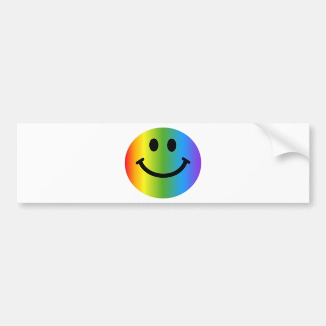 Rainbow Happy Face Bumper Sticker (Front)