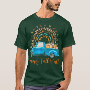 Rainbow Happy Fall Y'all Pumpkin Truck Autumn Tree T-Shirt