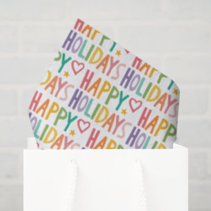Rainbow HAPPY HOLIDAYS Hand-Drawn Christmas Cute Tissue Paper