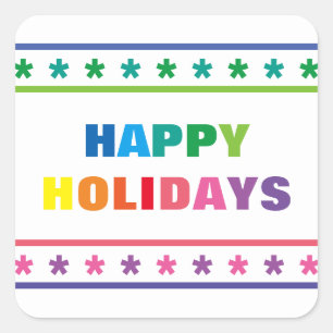 Rainbow Happy Holidays - Sticker Carré