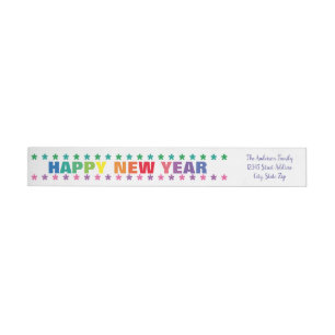 Rainbow Happy New Year - Long Return Address Label