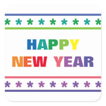 Rainbow Happy New Year - Square Sticker
