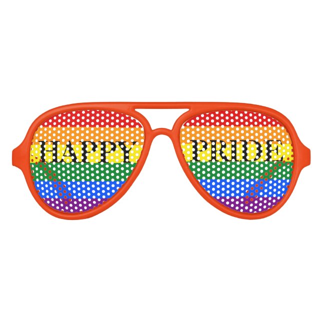 Rainbow Happy Pride Aviator Sunglasses (Front)