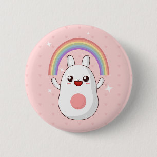 Rainbow Happy Rabbit 2 Inch Round Button