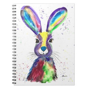 Rainbow hare watercolor notebook
