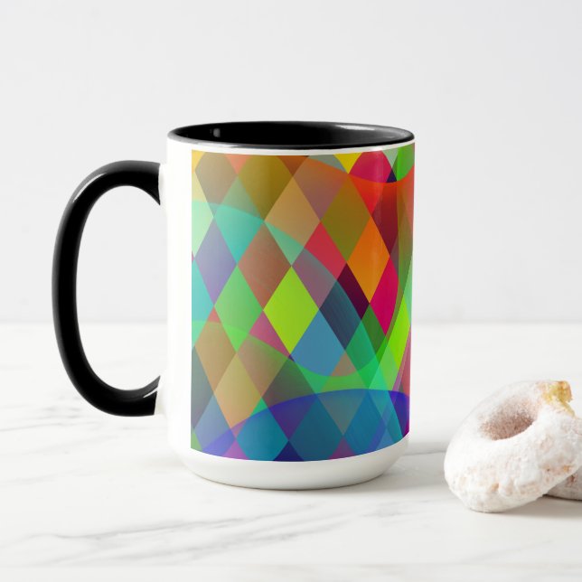 Rainbow Harlequin with colourful smoke  Mug (With Donut)