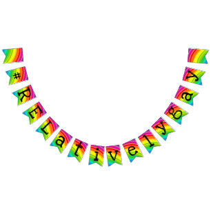 Rainbow Hashtag Swallowtail Bunting Banner