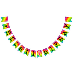 Rainbow Hashtag "V" Swallowtail Bunting Banner