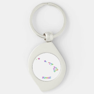 Rainbow Hawaii map Keychain
