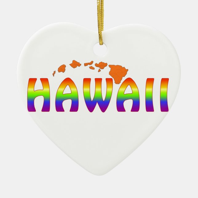 Rainbow Hawaii orange islands Ceramic Ornament (Front)