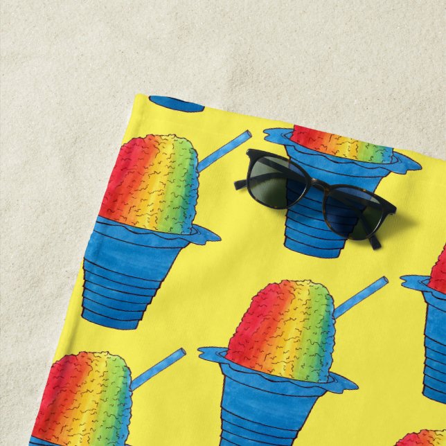 Rainbow Hawaiian Rainbow Shave Ice Dessert Hawaii Beach Towel (In Situ)