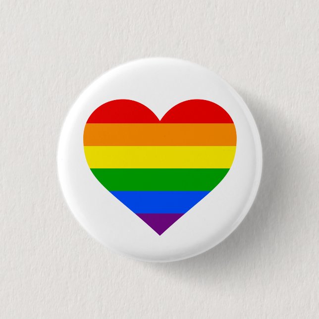 "RAINBOW HEART" 1.25-inch 1 Inch Round Button (Front)