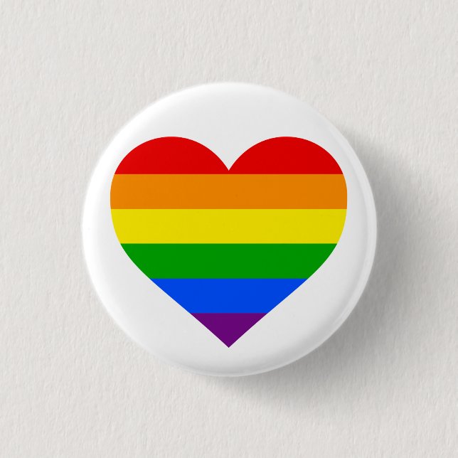 "RAINBOW HEART" 1.25-inch 1 Inch Round Button (Front)