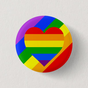 "RAINBOW HEART" 1 INCH ROUND BUTTON