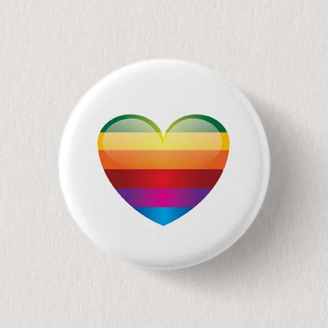 Rainbow Heart 1 Inch Round Button (Front)
