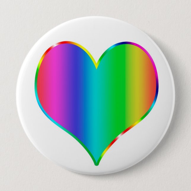 Rainbow heart 4 inch round button (Front)