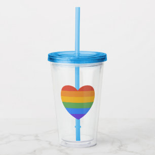 Rainbow Heart Acrylic Tumbler