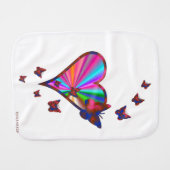 Rainbow Heart and Butterfly Burp Cloth (Front Horizontal)