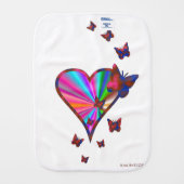 Rainbow Heart and Butterfly Burp Cloth (Back)