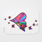 Rainbow Heart and Butterfly Burp Cloth (Back Horizontal)