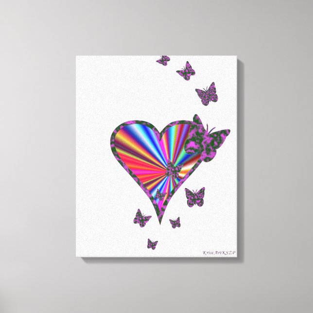 Rainbow Heart and Butterfly Canvas Print (Front)