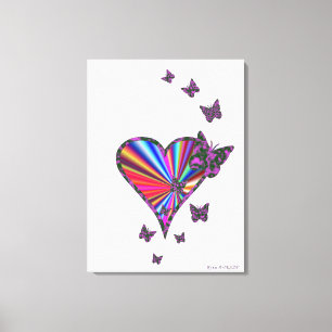 Rainbow Heart and Butterfly Canvas Print