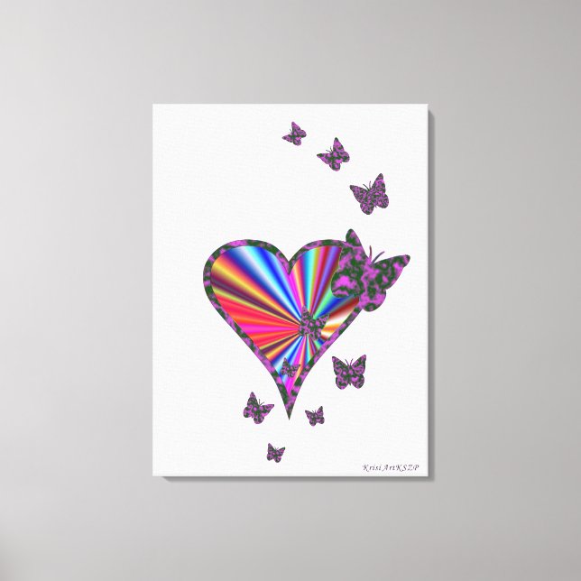 Rainbow Heart and Butterfly Canvas Print (Front)