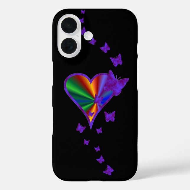 Rainbow Heart and Butterfly Case-Mate iPhone Case (Back)