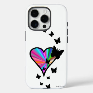 Rainbow Heart and Butterfly iPhone 16 Pro Case